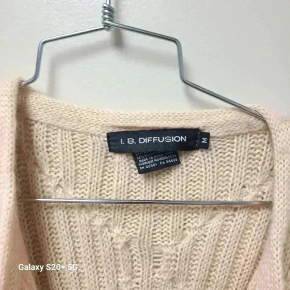 I.B. DIFFUSION Cardigan Duster Sweater Vintage Mohair Blend Tan with Size M - Picture 5 of 5
